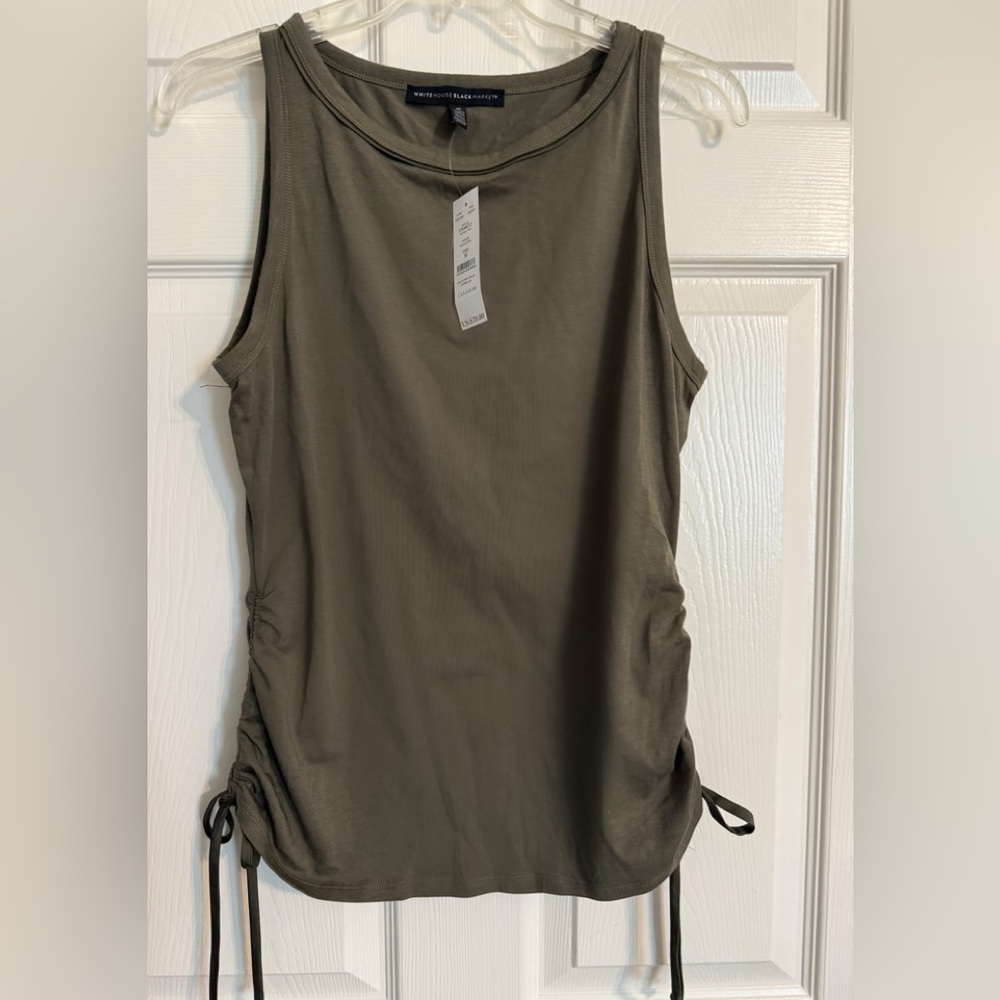 NWT White House Black Market Olive Green Sleeveless Top
